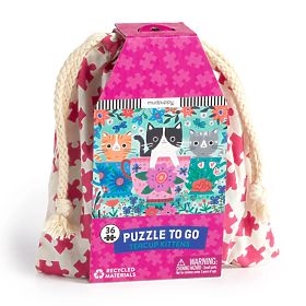 Puzzle Mudpuppy Pisici în ceașcă de ceai în săculeț textil 36 de piese, Mudpuppy