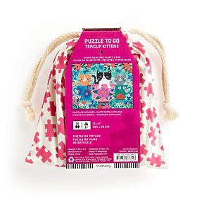 Puzzle Mudpuppy Pisici în ceașcă de ceai în săculeț textil 36 de piese, Mudpuppy