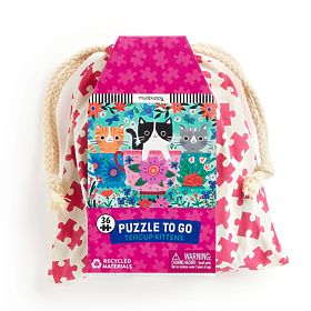 Puzzle Mudpuppy Pisici în ceașcă de ceai în săculeț textil 36 de piese