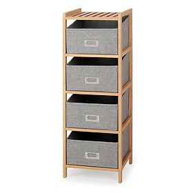 Raft din lemn cu cutii REG-10 - natural/gri