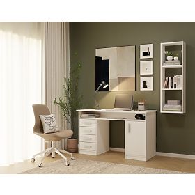 Raftă suspendată COBI 1X3 - Raft de perete modern, 3 compartimente, alb mat, COBI