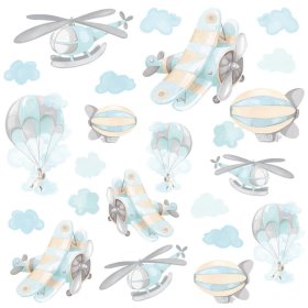 Autocolant de perete - Avioane și baloane