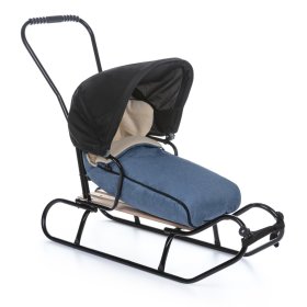 Sanie pentru copii cu spătar și jachetă din lână - blugi / melanj