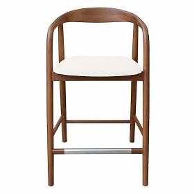 Scaun de bar din lemn Ludvika 2.0, rotunjit, nuc/crem