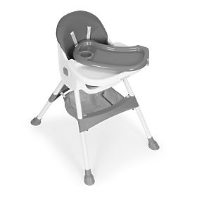Scaun de masă pentru copii cu tavă, coș, centuri în 5 puncte, gri ECOTOYS