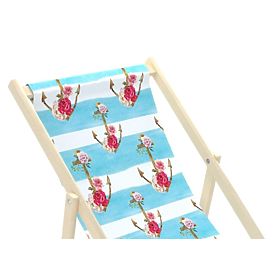 Scaun de plajă Ancore cu flori - albastru-alb
