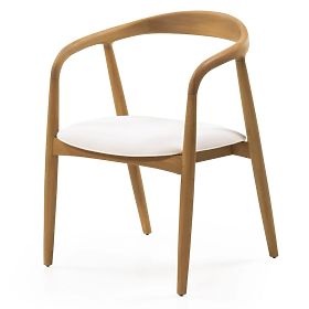 Scaun din lemn Ludvika, rotunjit, natural/crem