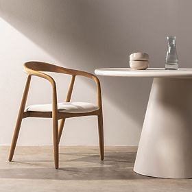 Scaun din lemn Ludvika, rotunjit, natural/crem