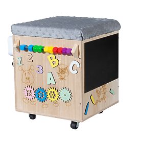 Taburet din lemn Montessori Activity - natural / gri