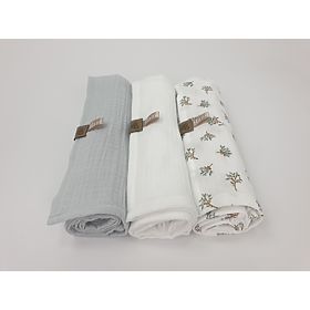 Scutece de muselina 3 buc - gri deschis