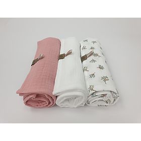 Scutece de muselina 3 buc - roz