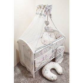 Set de așternuturi de patuț pentru copii 135 x 100 cm de culoarea gri