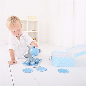 Set de ceai cu buline albastre Bigjigs Toys