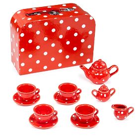 Set de ceai cu buline roșii Bigjigs Toys, Bigjigs Toys