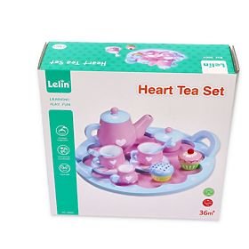 Set de ceai din lemn cu inimioare
