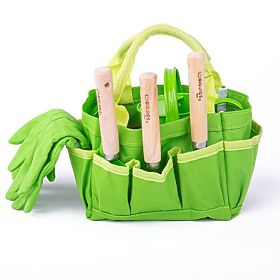 Set de instrumente de grădină Bigjigs Toys în geantă de pânză verde