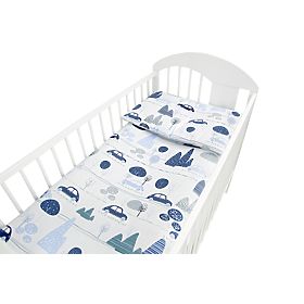 Set lenjerie de pat 120x90 cm Mașini - albastru