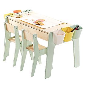 Set de masă și două scaune pentru copii cu accesorii - mentă, Ourbaby®