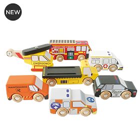 Set de mașinuțe de salvare cu elicopter, Le Toy Van
