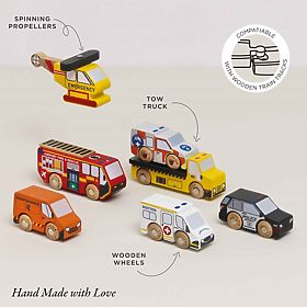 Set de mașinuțe de salvare cu elicopter, Le Toy Van