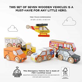 Set de mașinuțe de salvare cu elicopter, Le Toy Van