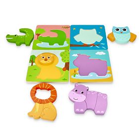 Set de patru puzzle-uri cu animale