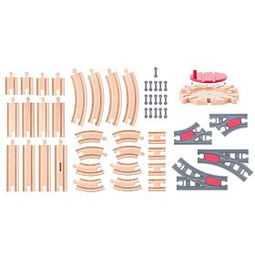 Set de șine cu platformă rotativă - set de 50 de piese, Woodyland Woody