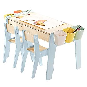 Set mobilier pentru copii masă și două scaune cu accesorii - albastru, Ourbaby®