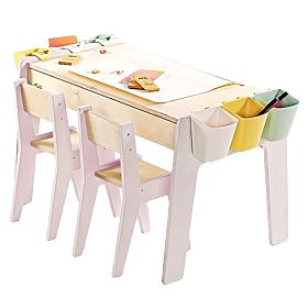 Set pentru copii masă și două scaune cu accesorii - roz, Ourbaby®