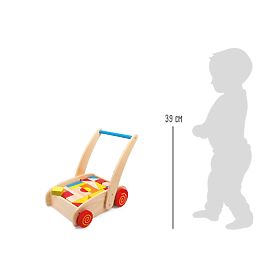 small foot Antemergător din lemn cu cuburi în cărucior