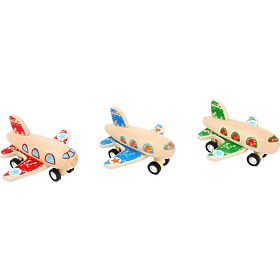 small foot Avion din lemn cu motor cu arc 1 buc albastru