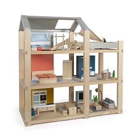 small foot Căsuță pentru păpuși cu mobilier, naturală, small foot