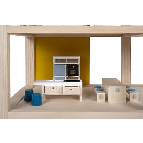 small foot Căsuță pentru păpuși cu mobilier, naturală