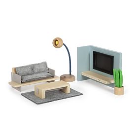 small foot Căsuță pentru păpuși cu mobilier, naturală