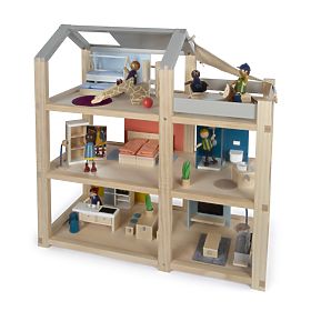small foot Căsuță pentru păpuși cu mobilier, naturală, small foot