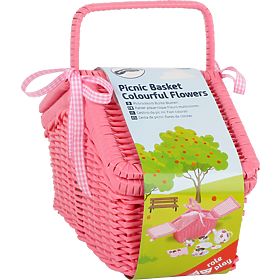 small foot Coș de picnic roz cu veselă