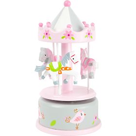 small foot Cutie muzicală carusel cu căluți roz