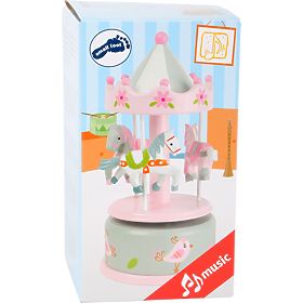 small foot Cutie muzicală carusel cu căluți roz