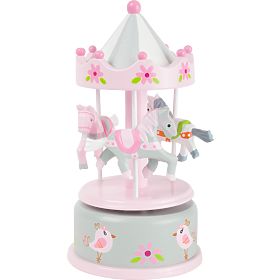 small foot Cutie muzicală carusel cu căluți roz
