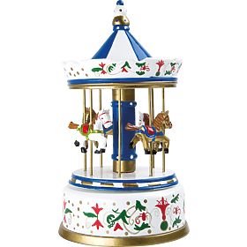 small foot Cutie muzicală din lemn carusel cu căluți
