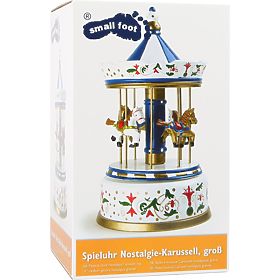 small foot Cutie muzicală din lemn carusel cu căluți