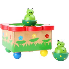small foot Cutie muzicală din lemn cu broscuțe