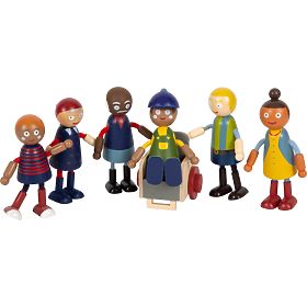small foot Figurine din lemn familie cu scaun cu rotile, small foot