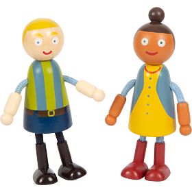 small foot Figurine din lemn familie cu scaun cu rotile