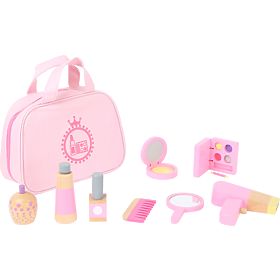 small foot Geantă de cosmetice pentru copii roz cu accesorii din lemn