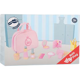 small foot Geantă de cosmetice pentru copii roz cu accesorii din lemn