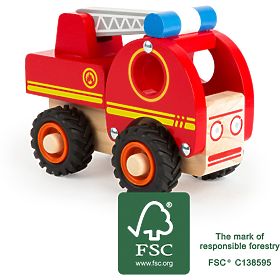 small foot Mașină de pompieri din lemn cu scară