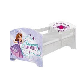 Pat pentru copii cu barieră - Sofia Întâi - decor pin norvegian, BabyBoo, Sofia the first