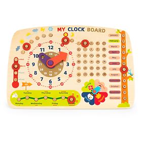Tablă de manipulare din lemn pentru copii calendar ceasuri ECOTOYS