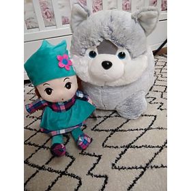 Taburet de pluș câine Husky scaun